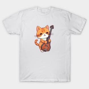 Cute Cat Playing Guitar T-Shirt